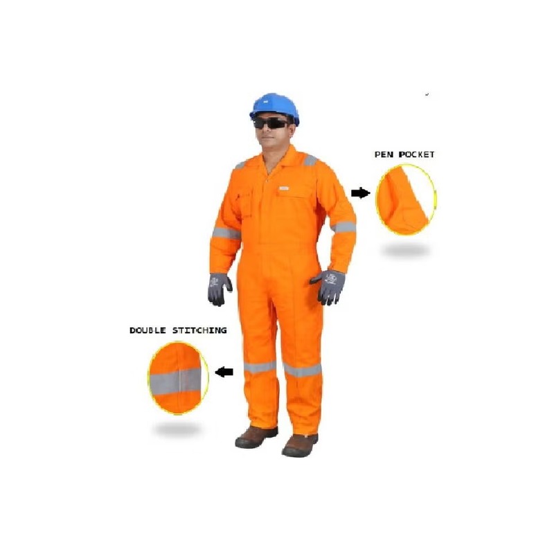 Vaultex NOL Reflective Coverall 100% Cotton 240 GSM Light Orange Coveralls